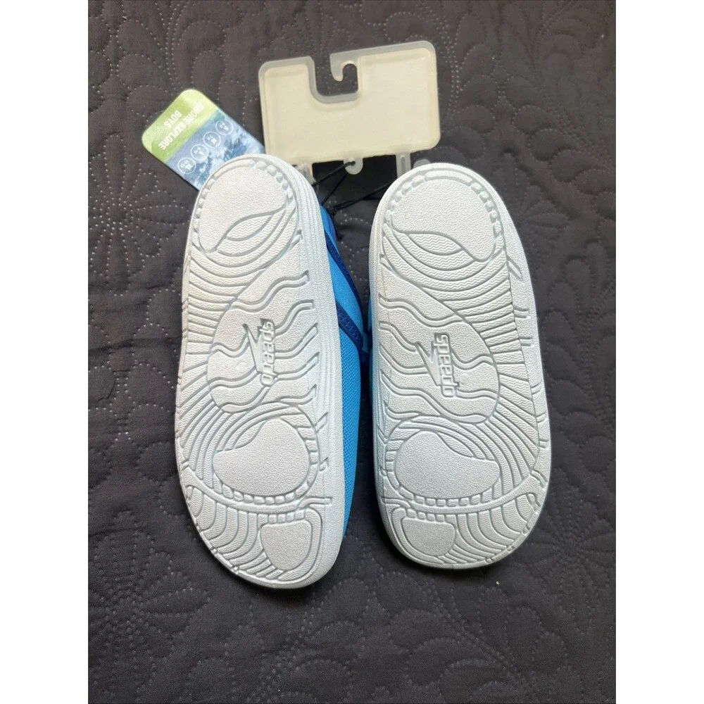 NWT Speedo Boys Kids Medium 7-8 Hybrid Water Shoes Blue Beach Lake Vacation Gift